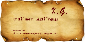Krámer Gyöngyi névjegykártya